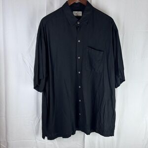 Kenny Flowers Shirt Mens 3XL Black Rayon Short Sleeve Button Up‎ Island Classics